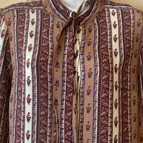 Host Pick πππVeronica Beard size 8 brown cream dark red floral top buttons - Picture 2 of 8